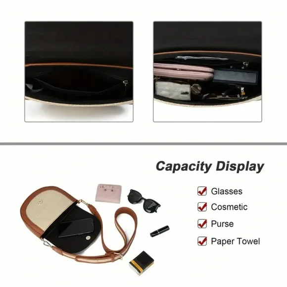 Elegant Tan and Cream Women's Bag - Picture 4 of 4